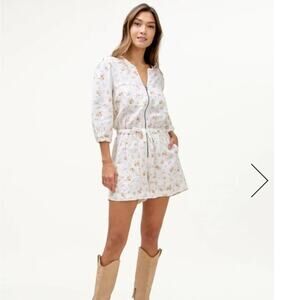 Splendid x Mary Lawless Lee Floral Linen Blend Zip Front Romper Size L Coastal